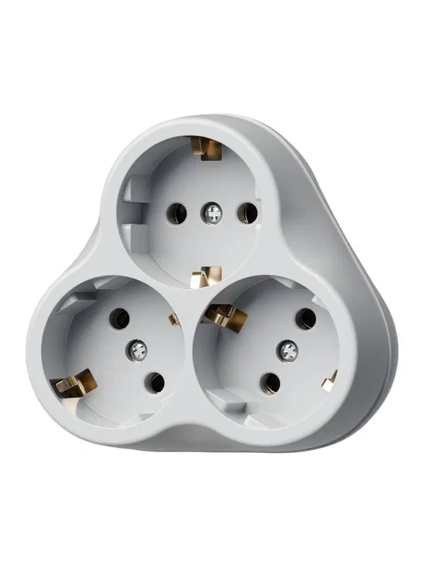 3-way splitter with ground 16A 3500W triangular white KOSMOS TKsmtrg-3g-Z(16A)W