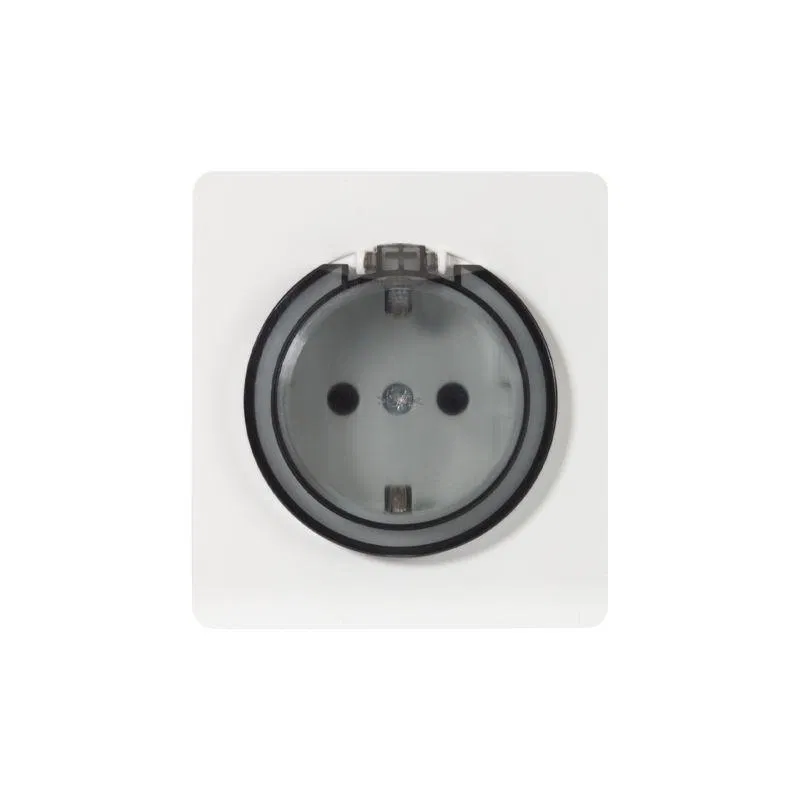 Розетка 1-м СП ROUND MIELE 16А с заземл. защ. шторки и крышкой перламутр Kranz KR-78-0702-1