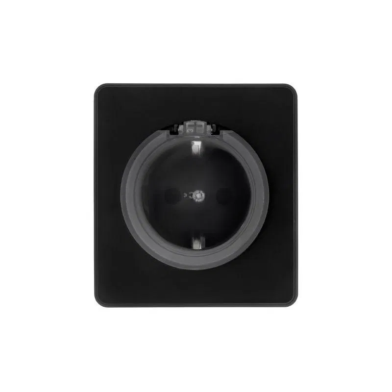 Розетка 1-м СП ROUND MIELE 16А с заземл. защ. шторки и крышкой оникс Kranz KR-78-0702-3