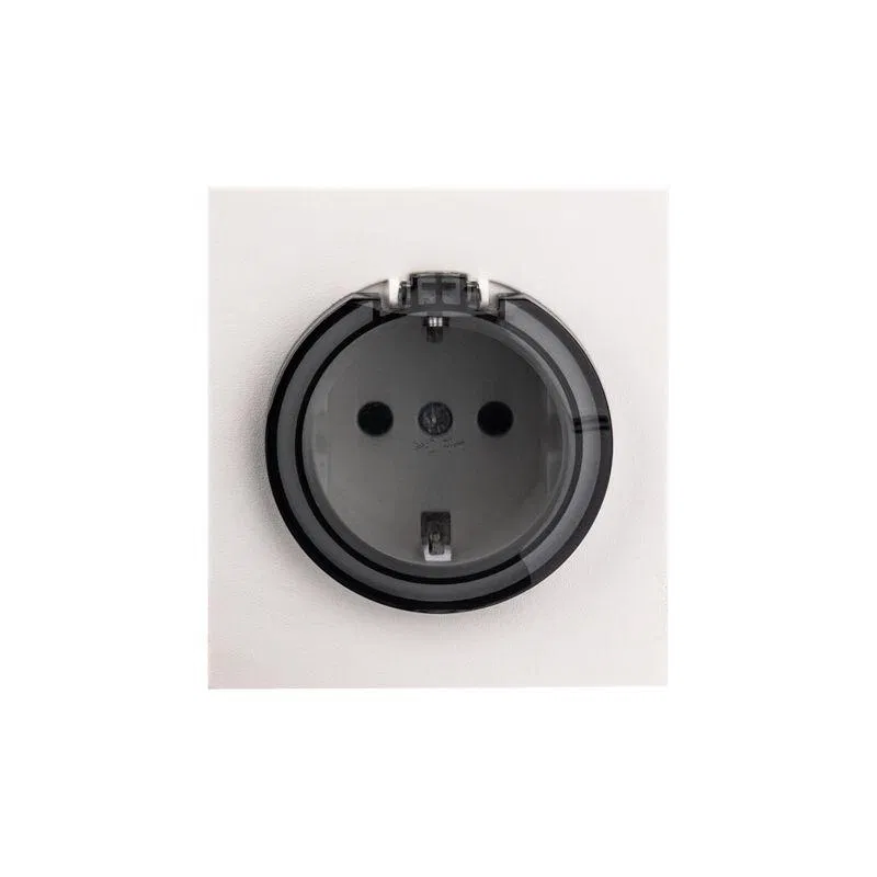 Розетка 1-м СП STRONG MIELE 16А с заземл. защ. шторки и крышкой жемчуж. Kranz KR-78-0702-4
