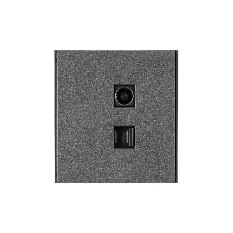 Розетка компьютерная + телевизионная СП STRONG RJ45 кат.6 + TV графит Kranz KR-78-0722-6