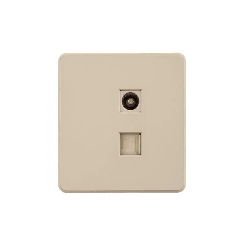 Розетка ROUND компьютерная RJ45 кат6 + TV с/у шелк Kranz KR-78-0722-7