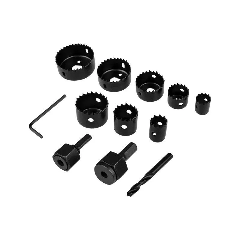Wood hole saw set (19 22 28 32 38 44 54 64mm) 2 holders with key Kranz KR-92-0251