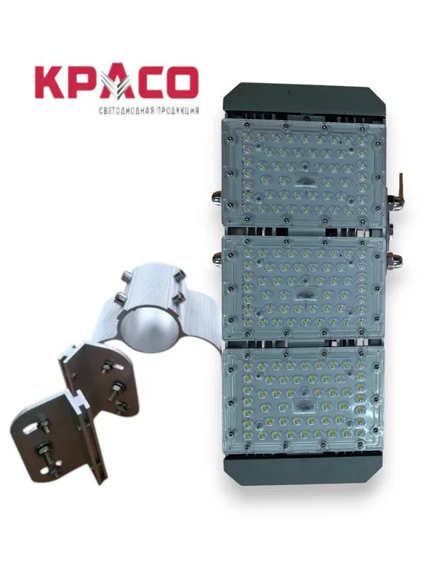 Светильник светодиодный SMD 140Вт 5000К IP67 22400лм 85-265В 380х150х55мм уличный с регулир. драйвером лира + кронштейн KRASO FZ-KL(S)-140