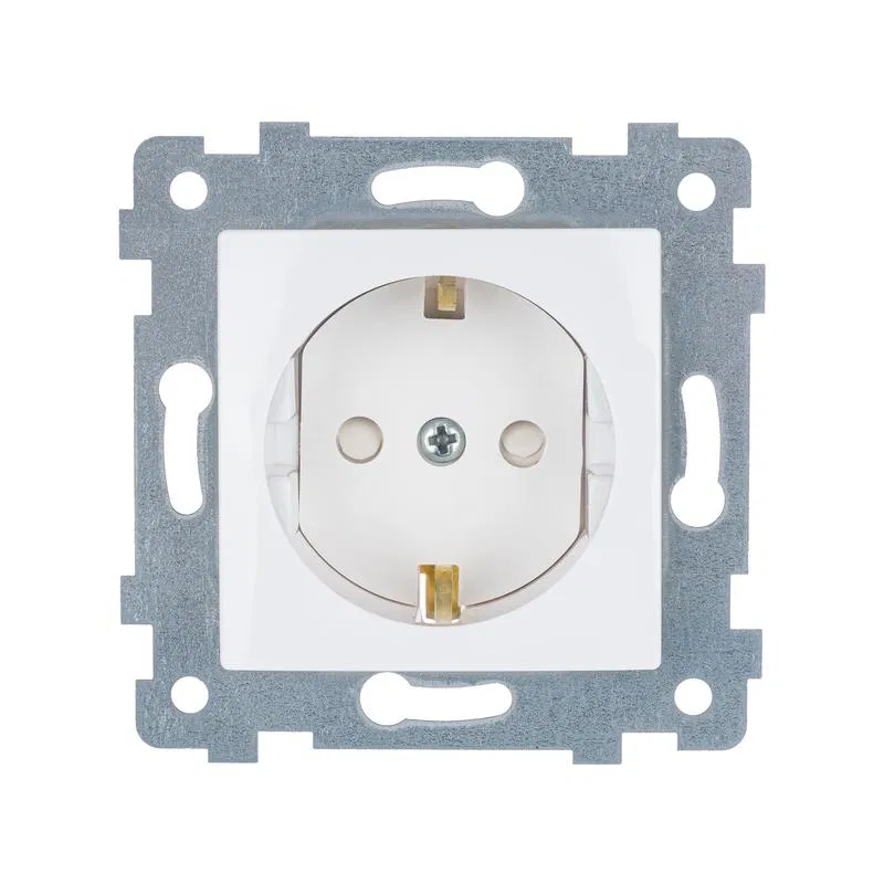 Розетка 1-м СП Мария РС16-446 16А IP20 с заземл. защ. шторки механизм бел. Кунцево 110020 Кунцево-Электро