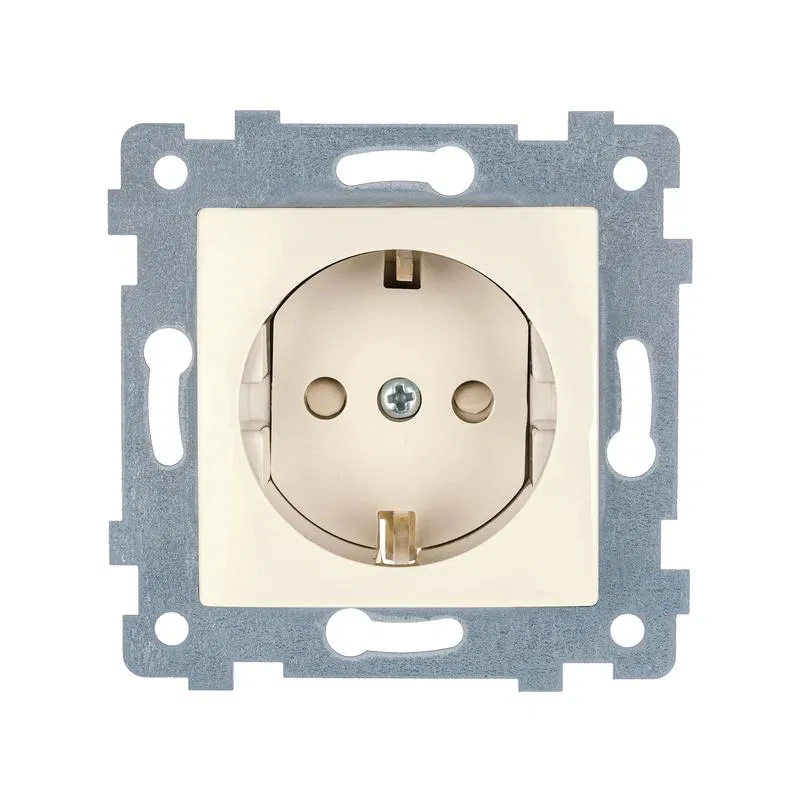 Розетка 1-м СП Мария РС16-446 16А IP20 с заземл. защ. шторки механизм сл. кость Кунцево 120002 Кунцево-Электро