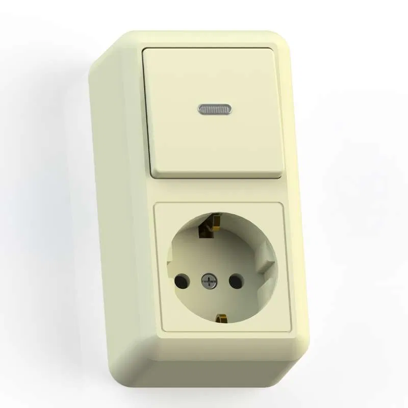 Блок ОП Оптима БКВР-432 (1-м розетка с заземл. + 1-кл. выкл. с подсветкой) сл. кость Кунцево 8087 Кунцево-Электро