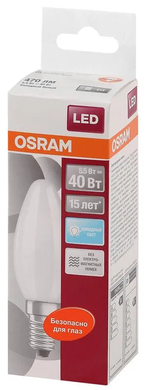 LED Star Classic B 40 5W/840 5W candle matte 4000K neutral white E14 470lm 220-240V plastic. OSRAM 4058075056886 LEDVANCE