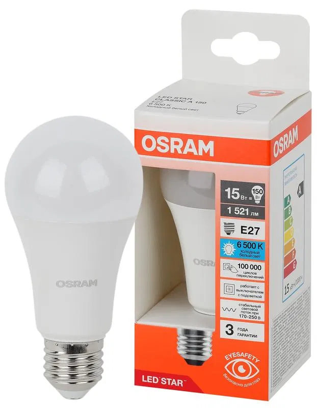 Лампа светодиодная LED Star 15Вт грушевидная 6500К E27 1521лм (замена 150Вт) OSRAM 4058075695443 LEDVANCE
