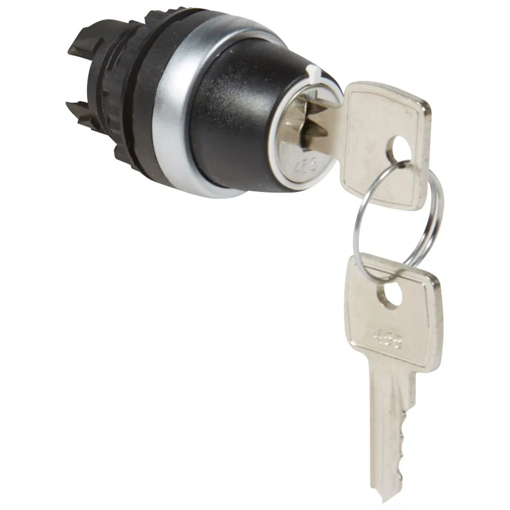 Selector switch head with key 2-position (1-0 extraction in pos. 2) with 45deg detent black Osmoz Leg 023960 Legrand
