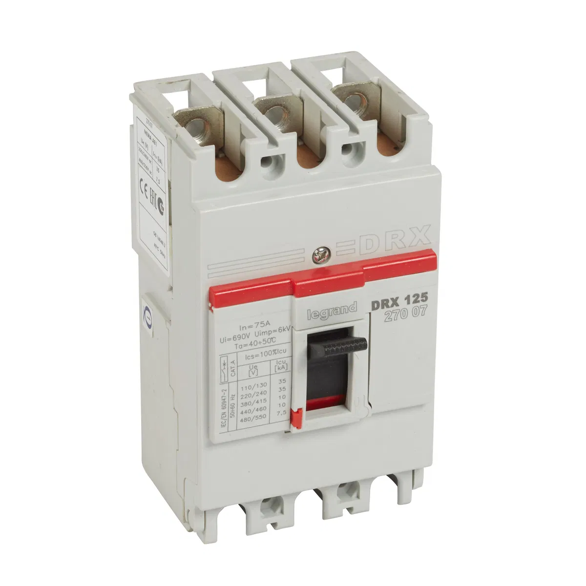 Drx125 фиксированный 75a 3п 10кА 027007 Legrand