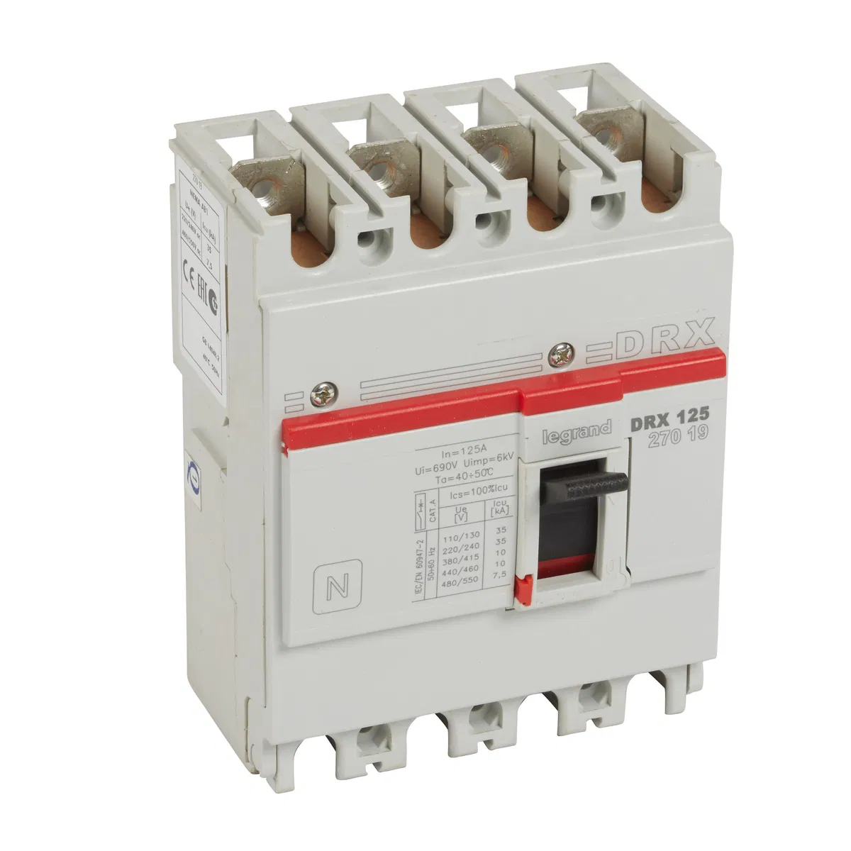 DRX125 термомагнитный 125A 4П 10KA 027019 Legrand