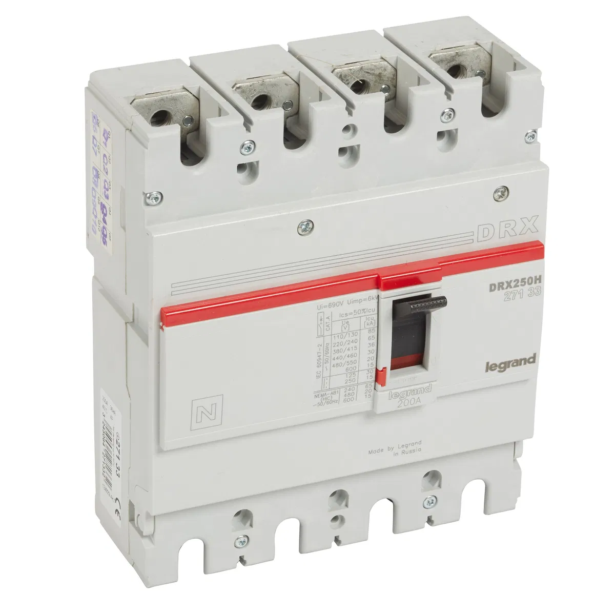 DRX250 термомагнитный 200A 4П 36KA 027133 Legrand