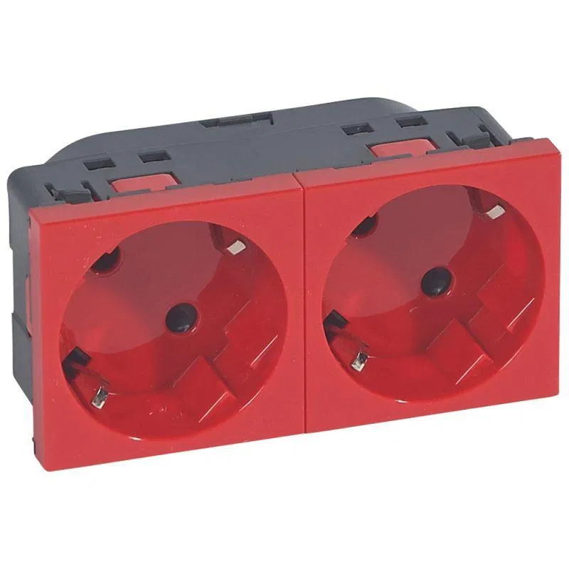 Socket 2x2k+N Earth.Wire. 45 (Red) 077272 Legrand