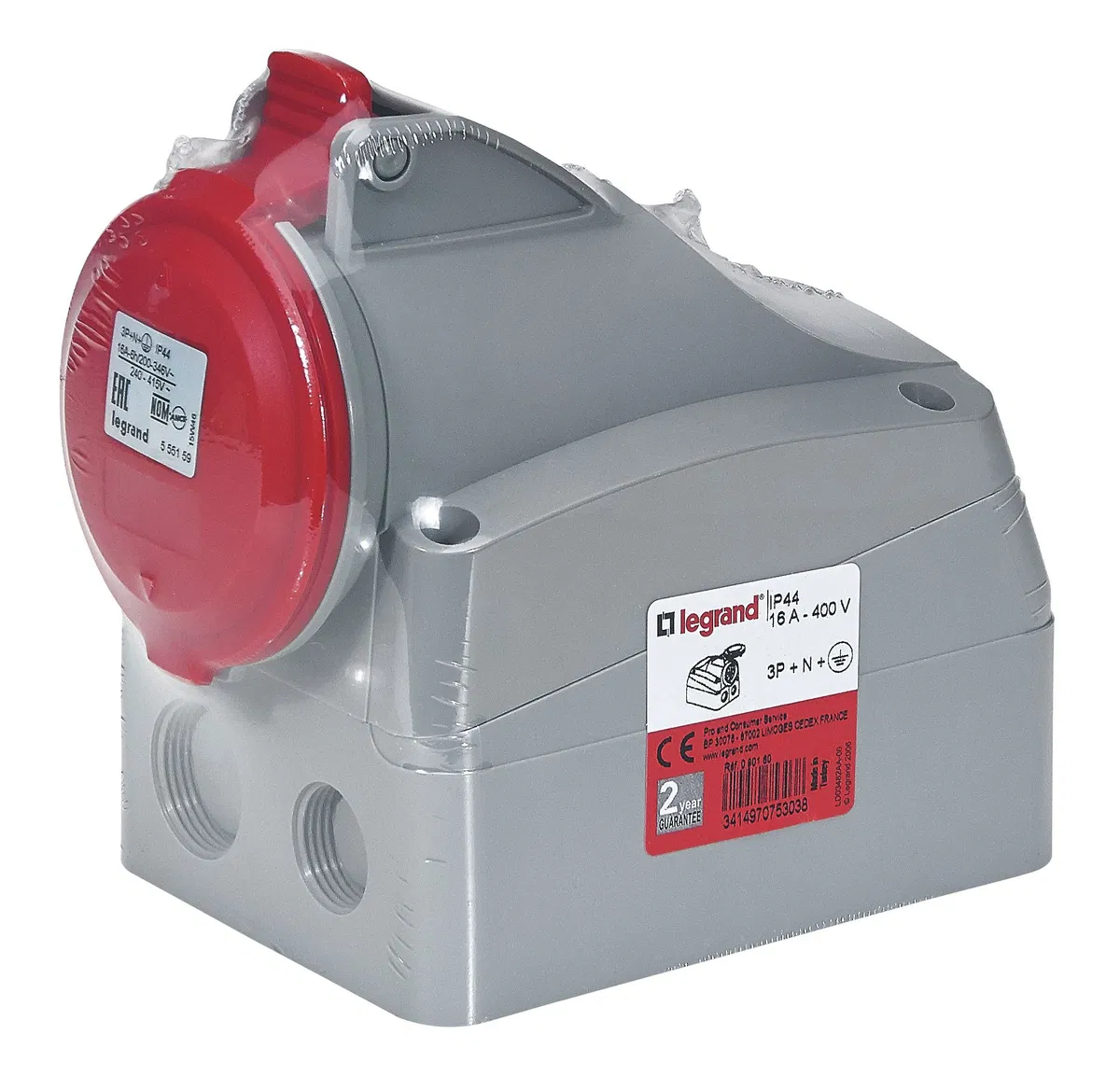 Розетка накладная - 16А - 3К+H+З - 380 В - IP 44 090160 Legrand