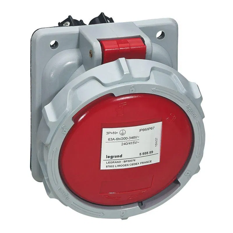 Розетка встроенная - 63А - 3К+Н+З - 380В - IP67 555589 Legrand