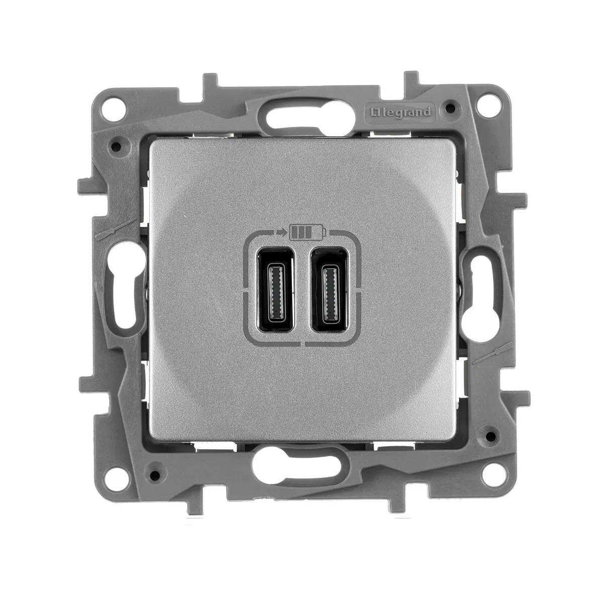 ETIKA Розетка USB C+C 15Вт алюминий 672435 Legrand