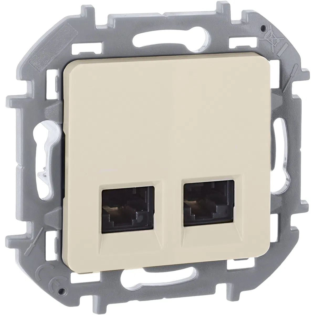 INSPIRIA Розетка компьютерная двойная RJ45 категория 5Е UTP слоновая кость 673836 Legrand