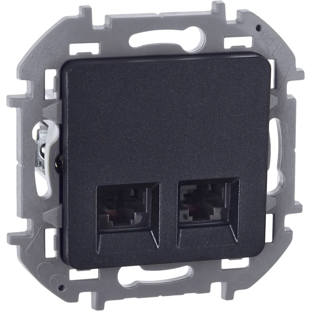 INSPIRIA Розетка компьютерная двойная RJ45 категория 6 UTP антрацит 673843 Legrand