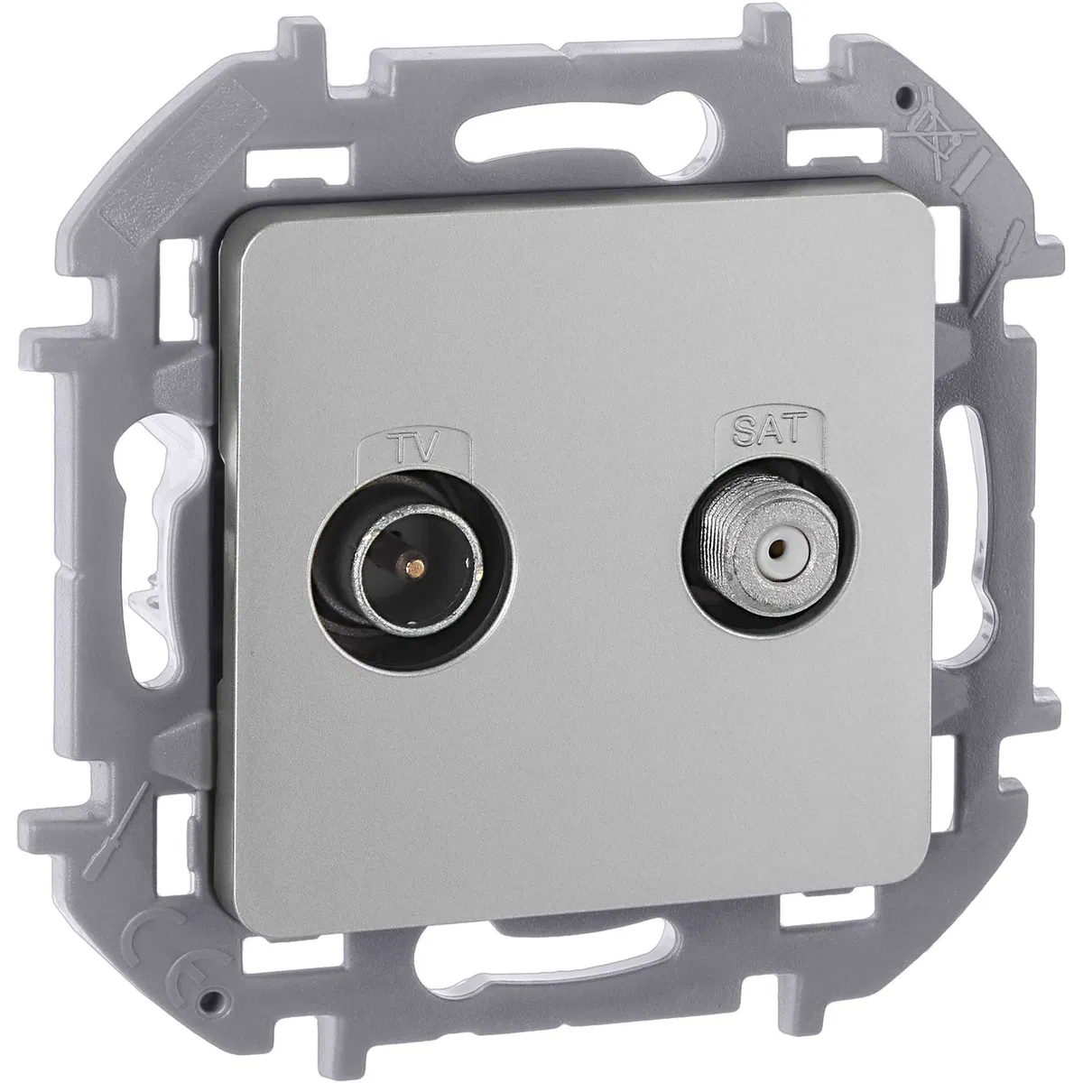 INSPIRIA Розетка двойная TV+SAT тип звезда алюминий 673882 Legrand