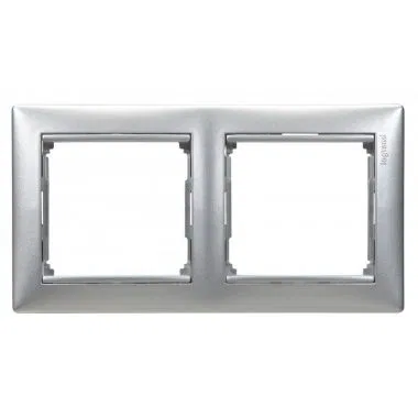 VALENA DIY Рамка 2-местная белый серебряный штрих 694247 Legrand