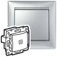 VALENA DIY Выключатель 1-клавишный с подсветкой схема 1L 10АХ безвинтовые зажимы алюминий 694340 Legrand