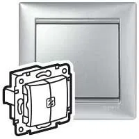 VALENA DIY Выключатель 2-клавишный с подсветкой схема 5L 10АХ безвинтовые зажимы алюминий 694344 Legrand