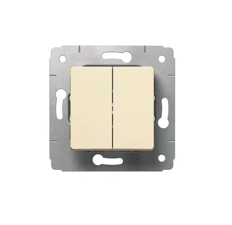 开关 - Cariva - 双按键 - 自动接线端子 - 10 A - 250 V~ - 象牙白 773758 Legrand
