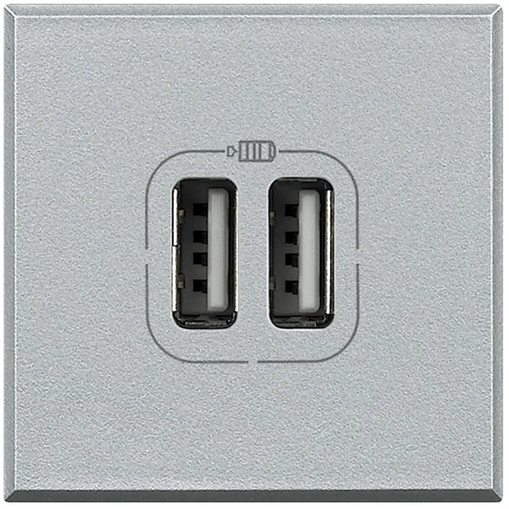 Axolute разъём для зарядки 2хUSB, алюминий HC4285C2 Legrand