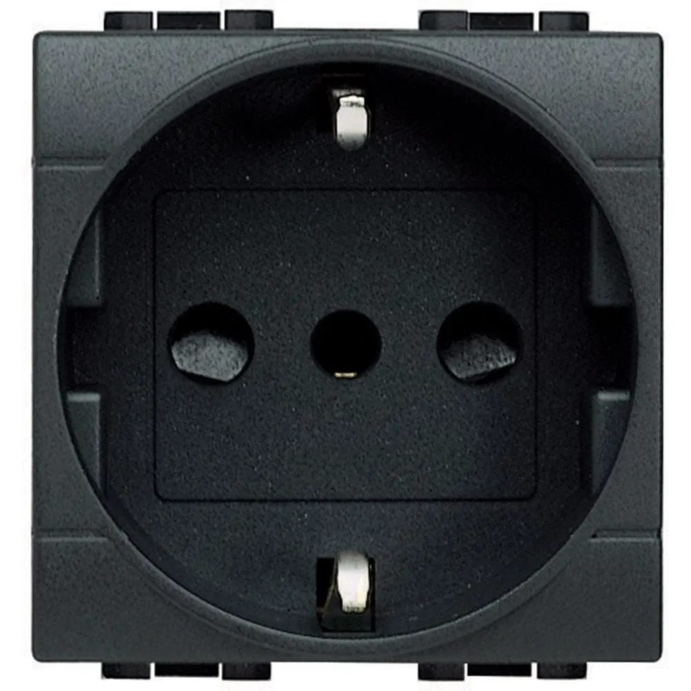 Socket 2P + ground (center, side) 10A/16A with shutters 2 modules L4140 Legrand