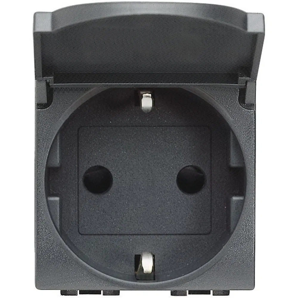 Livinglight Розетка 2К+З с крышкой, антрацит L4141PW Legrand