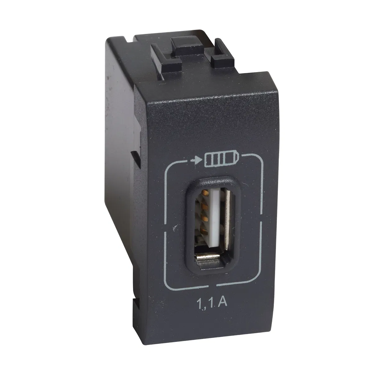 Livinglight. Розетка USB для зарядки мобильных устройств 1,1А 230/5В. 1 модуль. Цвет Антрацит L4285C1 Legrand