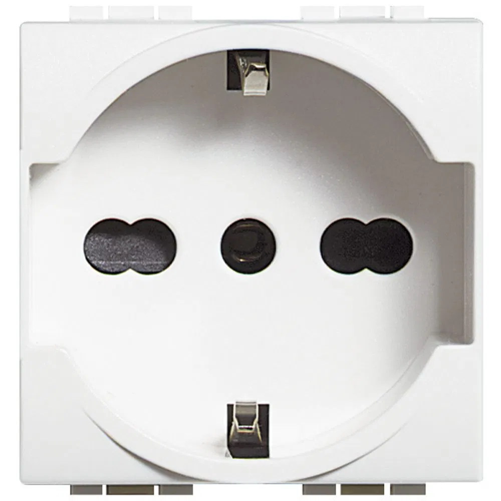 Socket 2P + ground (center, side) 16A with shutters 2 modules N4140/16 Legrand