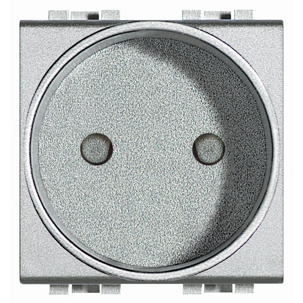 Socket 2P 10A/16A 250V with safety shutters 2 modules French standard