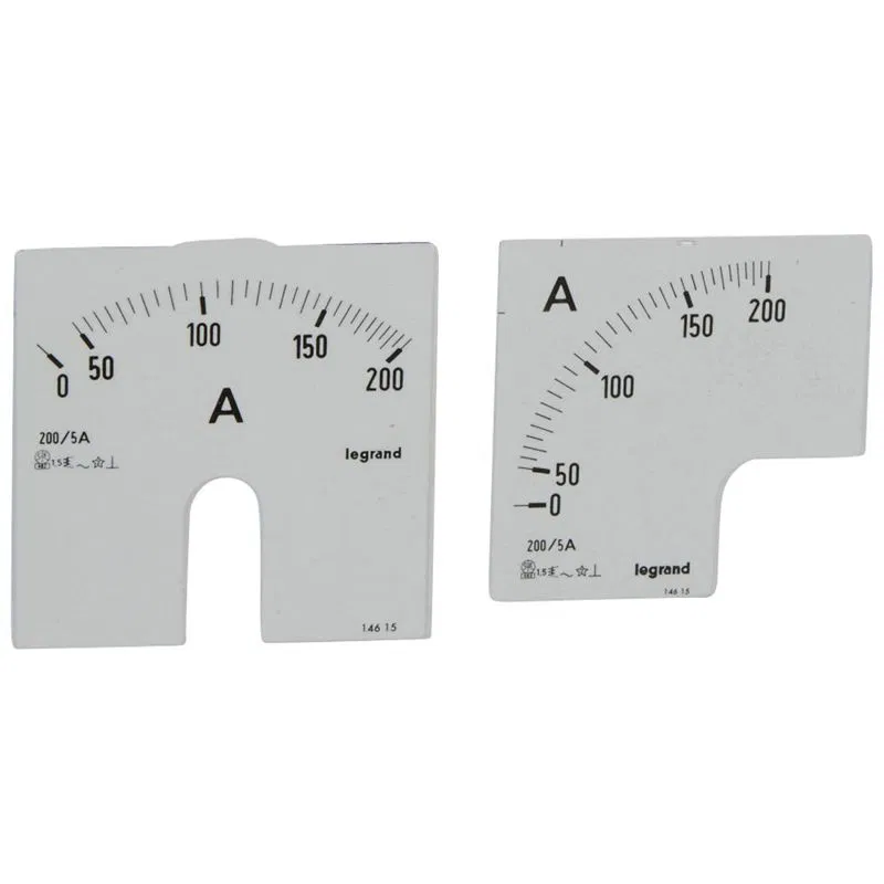 Measuring scale (1 round + 1 square) for analog ammeters - 0-200 A 014615 Legrand