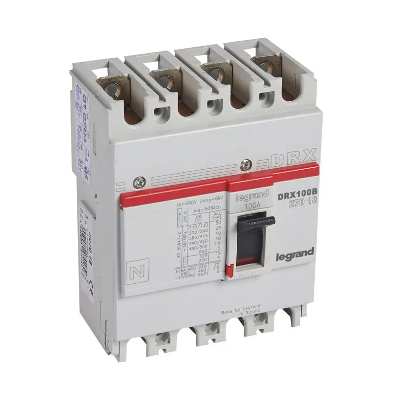 Circuit breaker 4p 100A 10kA DRX125 thermomagnetic trip Leg 027018 Legrand