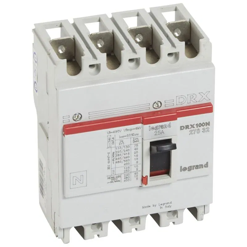 4极 25A 20kA DRX125 热磁脱扣式断路器 Legrand 027032
