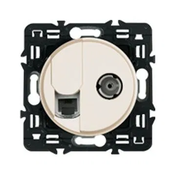 面板 - Celiane 系列 - RJ 45 插座 + F 型 TV 插座 Cat. № 0 673 37 + 0 673 82 - 象牙白 066234 Legrand