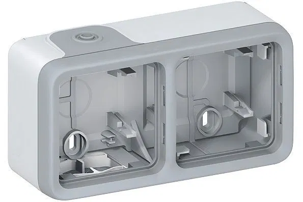 双位安装盒 - Plexo系列 - 灰色 - 2个插座 - 水平安装 069672 Legrand