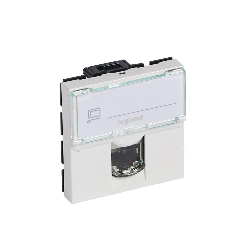 Розетка RJ 45 - Программа Mosaic - категория 6 - UTP - 2 модуля - белый 076564 Legrand