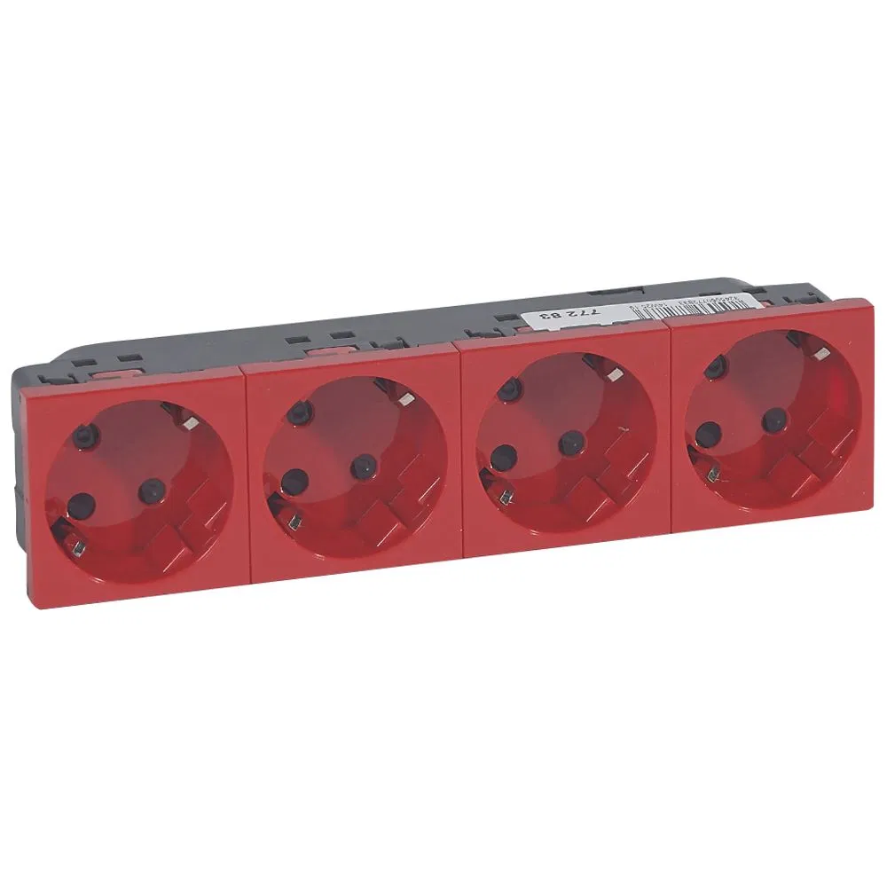 Socket 4 x 2K+3 at 45° angle - Mosaic Program - with mechanical lock 077283 Legrand