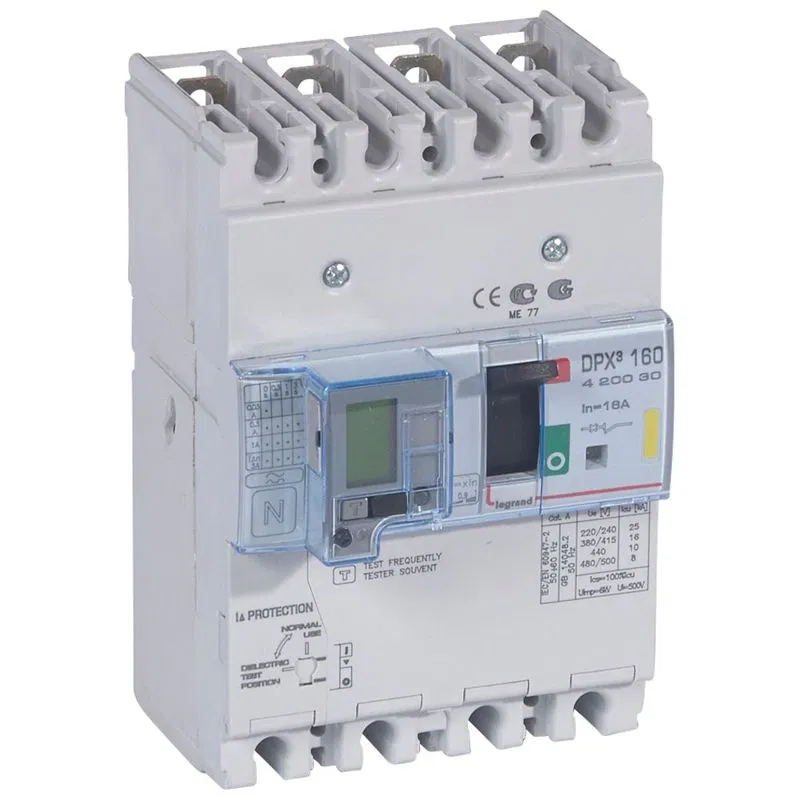 Circuit breaker DPX³ 160 - thermomagnetic trip - with diff. protection - 16 kA - 400 V~ - 4P - 16 A 420030 Legrand