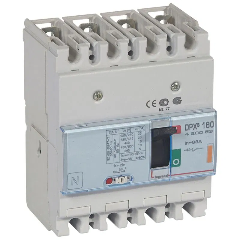 Circuit breaker 4p 63A 25kA DPX3 160 thermomagnetic trip Leg 420053 Legrand