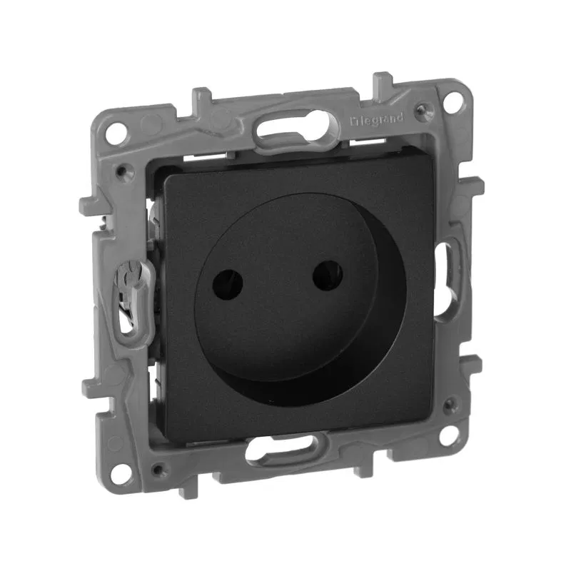 Розетка 1-м СП Etika 16А IP31 250В 2P без заземл. защ. шторки немецк. стандарт винтов. клеммы механизм антрацит IEK 672634 Legrand (группа IEK)