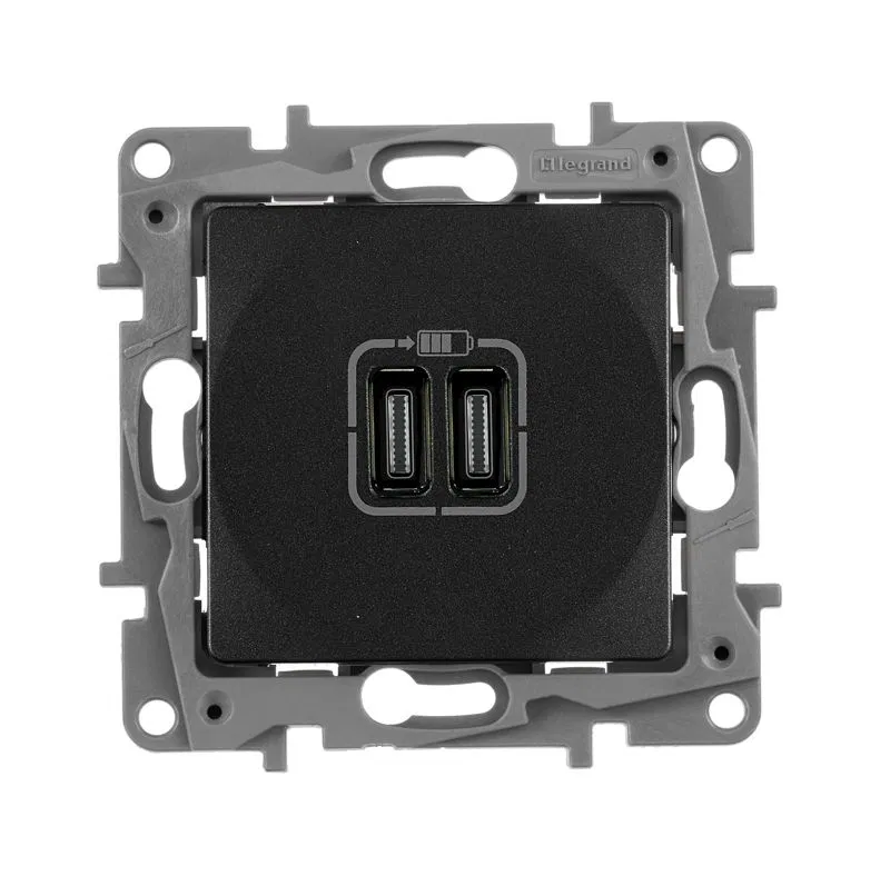 Etika charging device with 2 USB ports C and C 240V/5V 3000mA anthracite IEK 672635 Legrand (IEK group)
