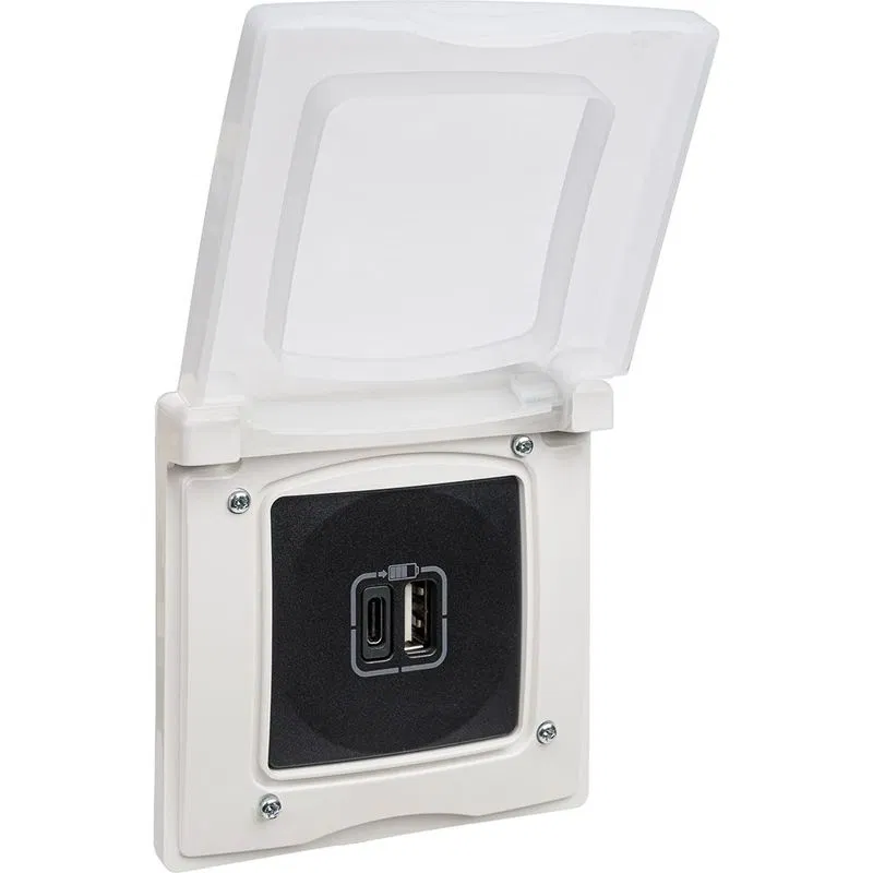 Etika 充电器，带 2 个 USB 接口 (A 和 C) 240V/5V 3000mA 煤灰色 IEK 672636 Legrand (IEK 集团)