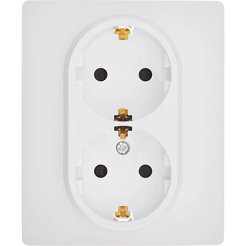 Legrand INSPIRIA 双位带接地保护门插座 16A 白色 673450