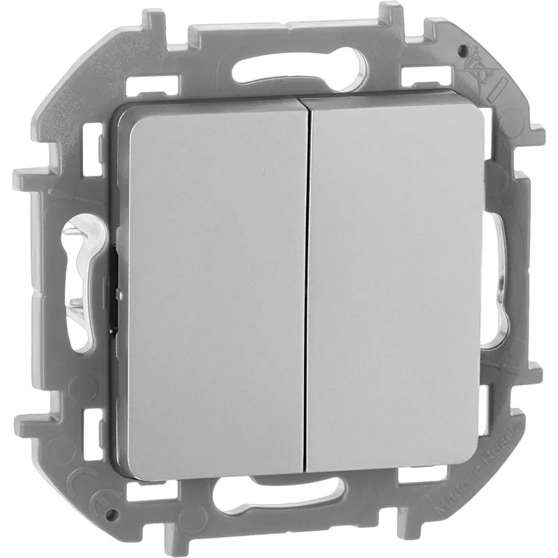 Выключатель 2-кл. Inspiria 10А IP20 250В 10AX механизм алюм. IEK 673622 Legrand (группа IEK)
