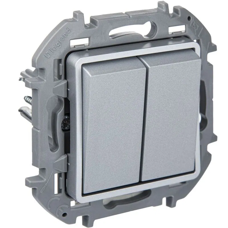 Переключатель модульный 2-кл. Inspiria 250В 10AX алюм. IEK 673657 Legrand (группа IEK)