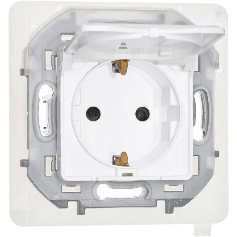Розетка 1-м СП Inspiria 16А IP44 250В 2P+E защ. шторки с крышкой немецк. стандарт механизм бел. IEK 673740 Legrand (группа IEK)